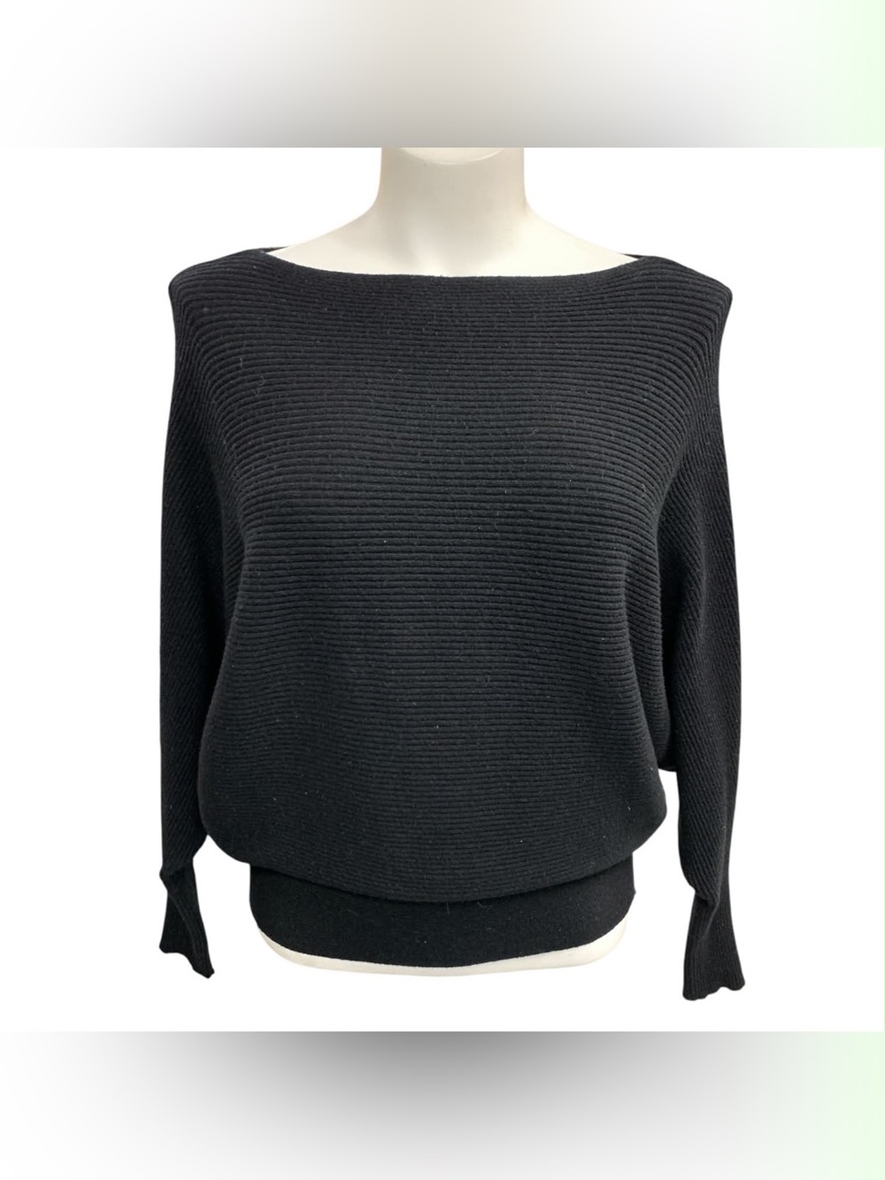 Philosophy Black Off-Shoulder Ribbed Sweater Size S